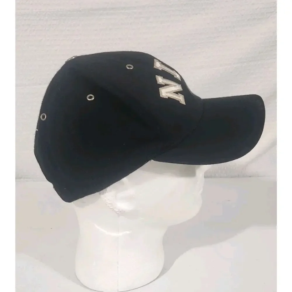 Vtg Nike Black Swoosh Strapback Mens Baseball Embroidered